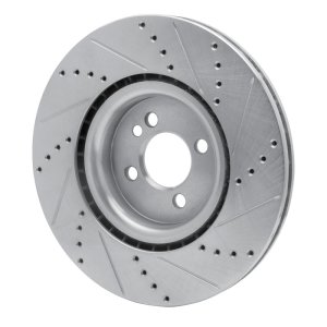 Mini Cooper Brake Rotor (1) - Front Left - R1 Concepts - Drilled & Slotted - Silver - 2013
